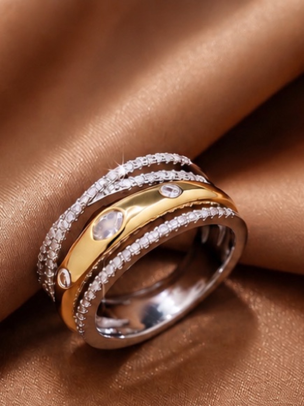 Two-Tone Crystal Eternity Ring – Designer Inspired